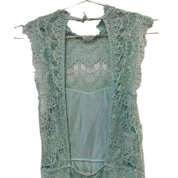 Intimately Free People Daydream Lace Open Back Bodycon Dress Mint Green Medium - Picture 10 of 13